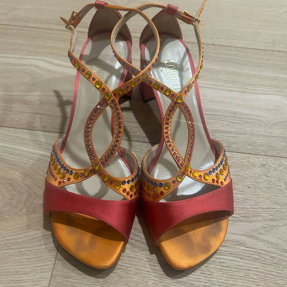 LORIBLU Sandals crystal and satin